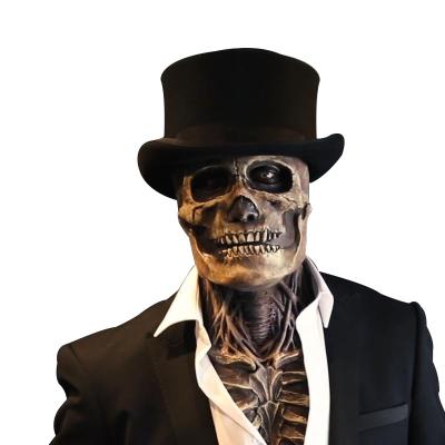 China Adult Skeleton Moving Head Mask Jack Double Layer Party Decoration Halloween Horror Mouth Mask for sale