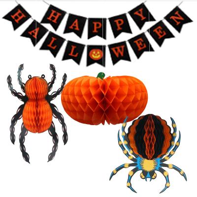 China Party Decorations Halloween Spider Honeycomb Ball Halloween Props Venue Layout Decoration Funny Pumpkin Honeycomb for sale