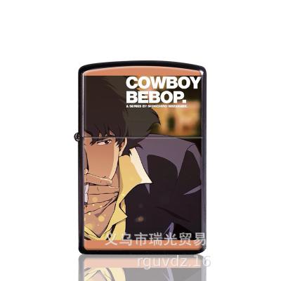 China Cowboy Bebop Series Lighter UV Printing Kerosene Lighter Metal Grinding Wheel Flint Windproof Lighter for sale