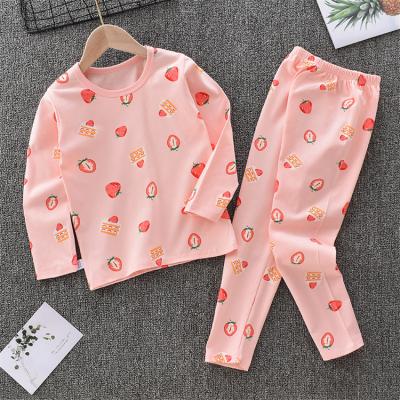 China 2 Piece Thermal Toddler Girls Long Sleeve Snug Fit Cotton Sleepwear 2 Piece Kids Pajamas for sale