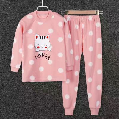 China Fashion Tight Fit Thermal Cotton Printed 2 Piece Set Custom Sleepwear Girls Kids Pajamas for sale