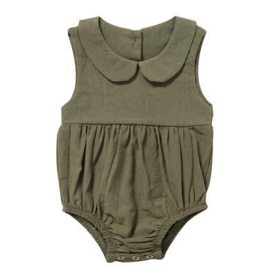 China 2021 Summer Babies Anti-Shrink Strap Solid Cotton Newborn Bodysuits Sleeveless Overalls for sale