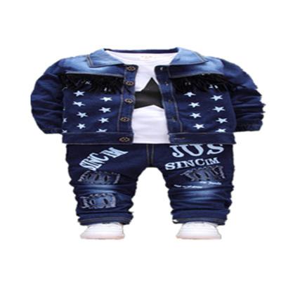 China New Fashion Breathable 3pcs Cool Denim Colors Summer Children Boy Casual Clothing Set for sale