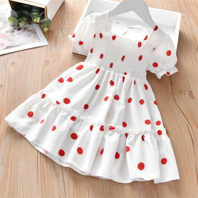 China Anti-wrinkle Baby Summer Clothes Sleeves Polka Dot Little Girl Breathable Short Dress for sale