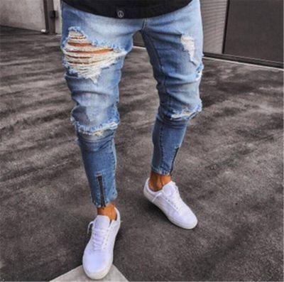 China 2020 new hot sale fashion jeans zipper denim pants breathable jeans pants for men jeans denim pants for sale