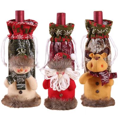 China Dress Skirt Wine Bottle Decoration Christmas Wine Bottle Covers 2021 Santa Claus Wine Bottle Cover Christmas Decorations Christmas Stocking Gift New Year Decor For Home for sale