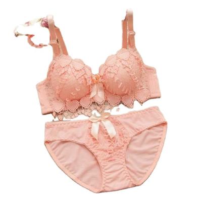 China Hot Selling QUICK DRY Women Lace Up Bra Brief Set Fashion Transparent Lace Lift Up Bra Panty Set Women Underwear Set for sale