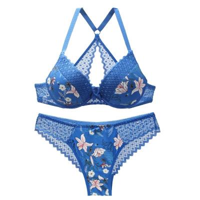 China New QUICK DRY French floral print bra panties hot transparent lace bra back lace bra set for sale