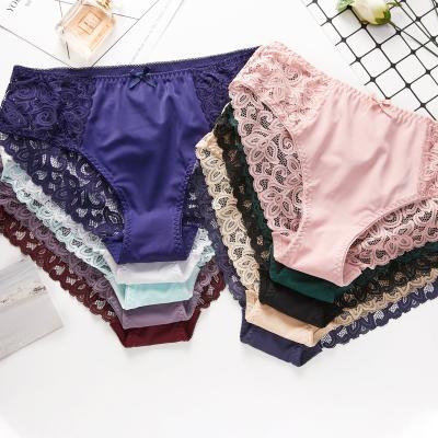 China Breathable Factory Custom Design Sexy Women Lace Comfortable Mid Rise Women Briefs Panties for sale