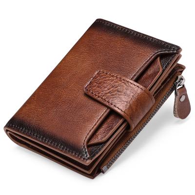 China RFID 100% Genuine Leather Male Purses With Zipper Coin Pocket Men Wallet Wallets And Card Holders Leather Mens Wallets for sale