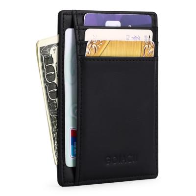 China Minimalist Thin Front Pocket RFID Blocking Genuine Leather Wallets For Women Men for sale