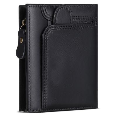 China Custom Genuine Leather RFID Logo Men Purse Mens Wallet RFID Bifold Wallets for Men with 13 Card Holders for sale