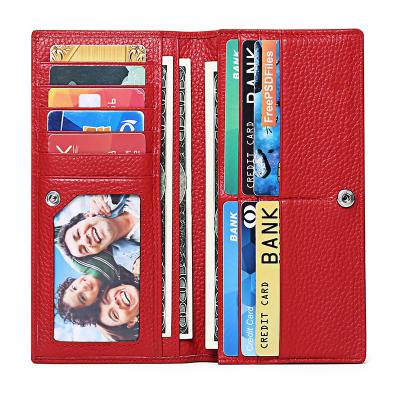 China 2022 New RFID Women's Wallet Long Fashion Card Bag Genuine Leather Wallets for sale