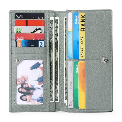 China Hot Sales RFID Fashion Ladies Long Wallet Ultrathin TOP Layer Soft RFID Leather Purse for sale