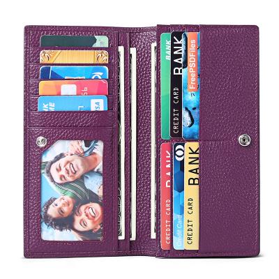 China RFID Slim Ultra Thin Leather RFID Blocking Credit Card Holder Clutch Bifold Wallets For Women for sale