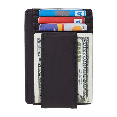 China OEM China Promotional Wholesale Luxury GENUINE LEATHER Men's Wallet With Magnetic Money Clip for sale