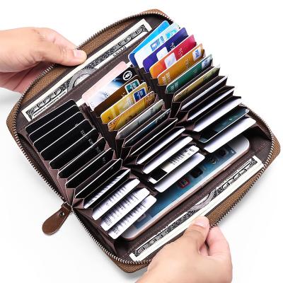 China 2022 Hot Selling Amazon RFID Credit Card Holder Case RFID Genuine Leather Wallet for sale