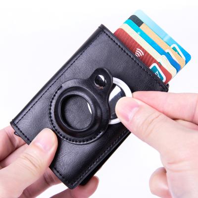 China Normcore Airtag RFID Wallets/Silver Credit Card PU Wallet Cover Case Slim Minimalist Card Holder Men's Leather Holder for sale