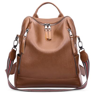 China Water Resistant Vintage Fashion Trendy Brown Ladies Backpack Wholesale Luxury Vegan Women Handbags Business Leather Backpack for sale