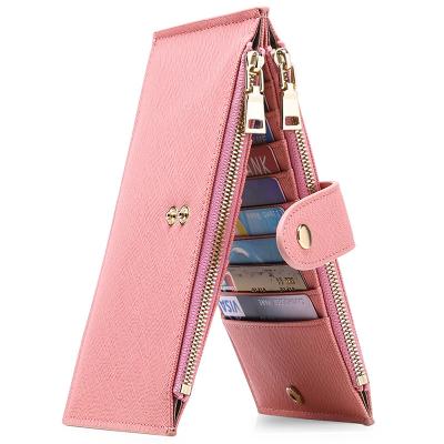 China RFID Women's Wallet Multi Leather Bifold Credit Card Holder Zipper Pouch Ladies Slim Phone Purses for sale