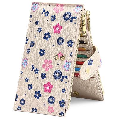 China RFID Credit Card Holder Case For Printed Women RFID Small Zipper Card Wallet for sale