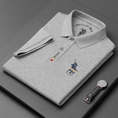 China Anti-wrinkle White Golf T Shirts Embroidered Logo Short Sleeve Cotton Plain Golf Polo Shirts Mens for sale