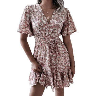 China Fashionable Anti-wrinkle designer flower turkey ladies summer 2022 Chinese custom made dresses women casual for sale