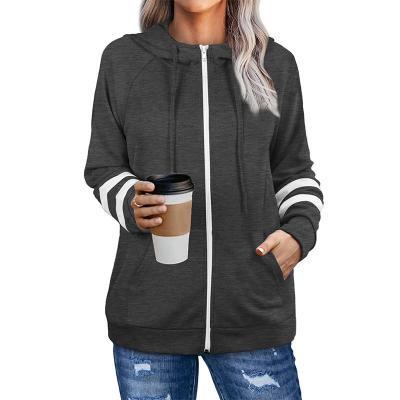 China Solid Color Light Weight Anti-pilling Womens Full Zip Hoodies Long Sleeve Sweatshirts Jacket With Pockets for sale