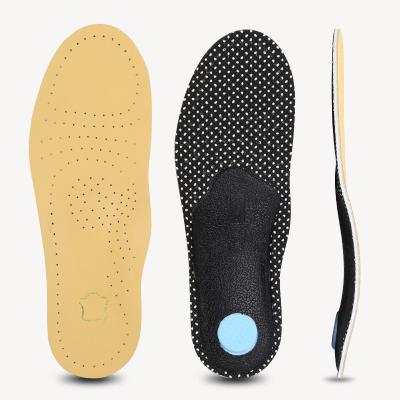 China Leather+Latex+Cloth+Nylon own premium quality plantilla production medium and arch support leather orthopedic insoles for sale