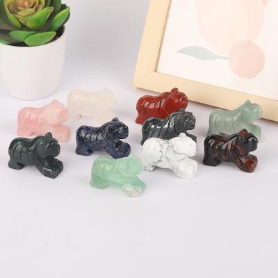 China China Customize Hand Carved Animal Natural Stone Crystal Tiger For Office Decoration for sale