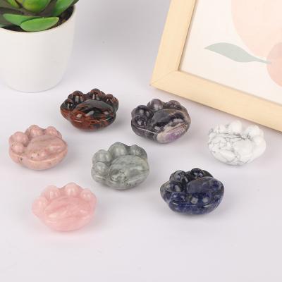 China China Wholesale Best Quality Hand Carved Rose Quartz Stone Crystal Bear Paw For Souvenirs Gift for sale