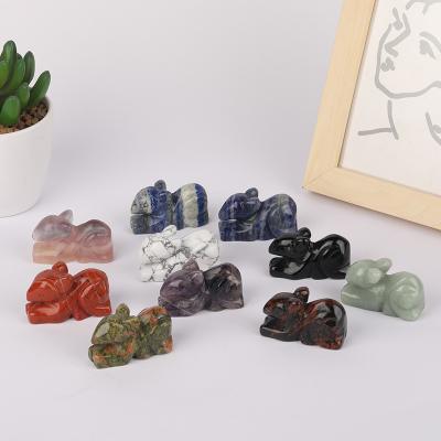 China Low Moq Rose Quartz Carving Natural Stone Crystal Mouse For Office Desk Decoration from China for sale