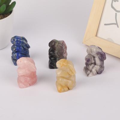 China Manufacturer Natural Stone Hand Carved Small Crystal Animal Figurines Fork Craft from China for sale