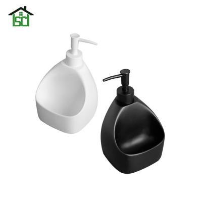 China Poly Foam Soap Dispenser Resin Soap Lotion Pump Dispenser With Storage Compartment Stands Clean Sponge Holder Kitchen Soap Dispenser for sale