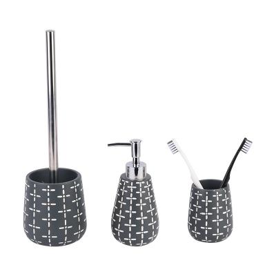 China Large Sustainable Quality Resin 4 Piece Bath Hardware Toilet Sets With Toilet Brush Holder for sale