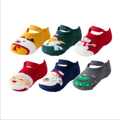 China Christmas Breathable Custom Pattern Cute Floor Socks Shoes For Baby Kids Anti-slip for sale