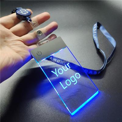 China Unique 2022 Acrylic LED Trade Show ID Card for sale