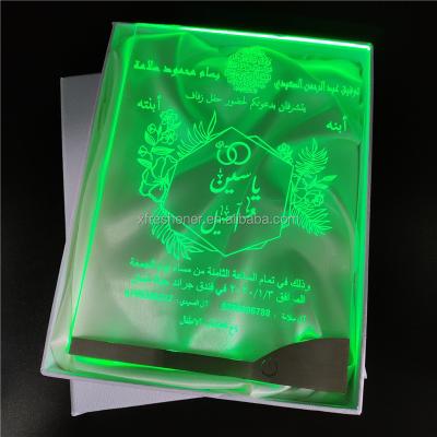 China NEW Recycled 2022 Materials 2 Customs Luxury Wedding Invitation Boxes Unique LED Acrylic Wedding Invitations Luxury Box Wedding Invitation Box for sale