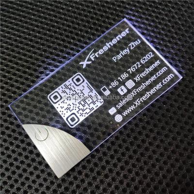 China paper & NEW Luxury 2022 Cardboard 6 Acrylic LED Thank You Card Small Business Hair Business Cards Custom Light LED Up QR Code Business Card for sale