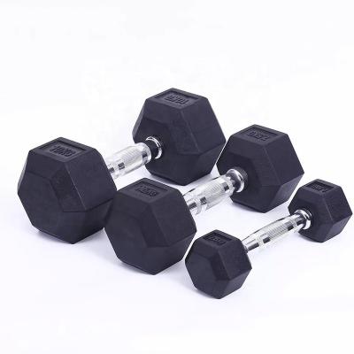 China Durable Black OBL Reapbarbell Free Weight Pairs Sets Fitness Cast Hex Hex Rubber Coating Steel Dumbbell for sale