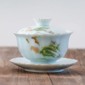 China China Simple Enamel Tea Cup With Cover Bowl Jingdezhen Ceramic Pastoral Style Tea Set for sale