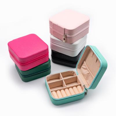 China Handmade Travel small black white pink ring necklace jewelry storage box wholesale leatherette jewelry boxes organizer for women for sale