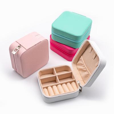 China Handmade Multifunction Travel Portable Small PU Leather Velvet jewellery Box Ring Earrings Jewelry Storage Case Box Organizer for sale