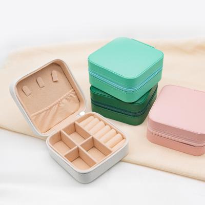 China Handmade Wholesale jewelry packaging box small pu leather jewellery travel jewelry storage organizer box case package for sale