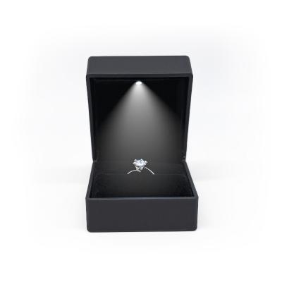 China Fashionable Wholesale custom led luxury black engagments ring bracelet jewellery boxes jewelry packaging box with logo led light for sale