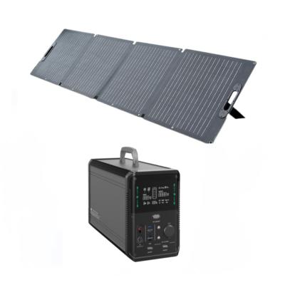 China Type C portable power station with solar panel AC output 1500 watt LiFePO4 battery 1380Wh solar generator for sale