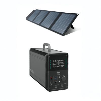 China Type C Solar generator 1000 watt AC output 110V or 220V LiFePO4 cell 1075Wh contains 145W solar panel solar system for sale