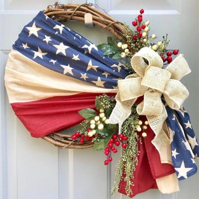 China Asd USA National Day Independence Day Flag Garland Floral Flower Wreaths Door Garland Home Decoration Bee Festival for sale