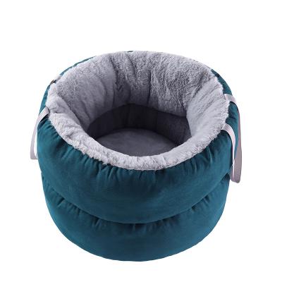 China New Dog Kennel Small Viable Winter Outdoor Portable Pet Bag Cat Kennel Calming Puffy Dog Bed Warm Pet Kennel for sale