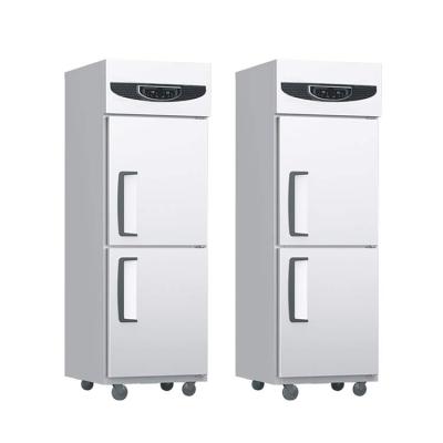 China Double-temperature Stainless Steel Upright Cooler Kitchen Freezer 2 Doors Refrigerator For Keeping Cool for sale